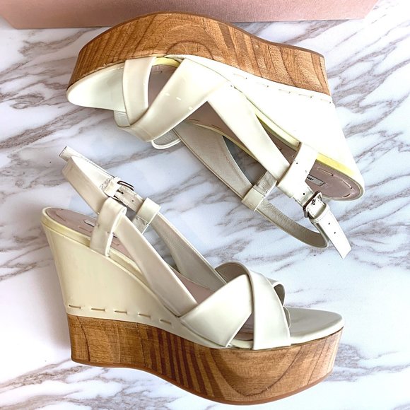 Miu Miu White Patent Leather Platform Sandals DIY - Picture 5 of 8